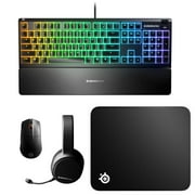 SteelSeries Ultimate Gaming Bundle - Apex 3 Keyboard, Arctis 1 Gaming Headset, Rival 3 Wireless Gaming Mouse and QcK Cloth Gaming Mousepad