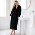 thumbnail image 2 of HEARTNICE Womens Hooded Fleece Robe, Long Fluffy Thick Warm Plush Bathrobe,(Black,L-XL), 2 of 6