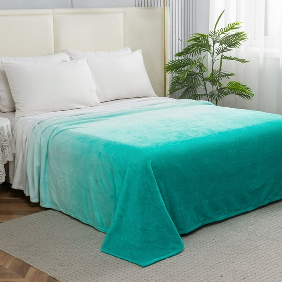 Ombre Print All Season Fleece Blanket - Anti-Static - Plush, Soft and Cozy, King/California King, Tiffany