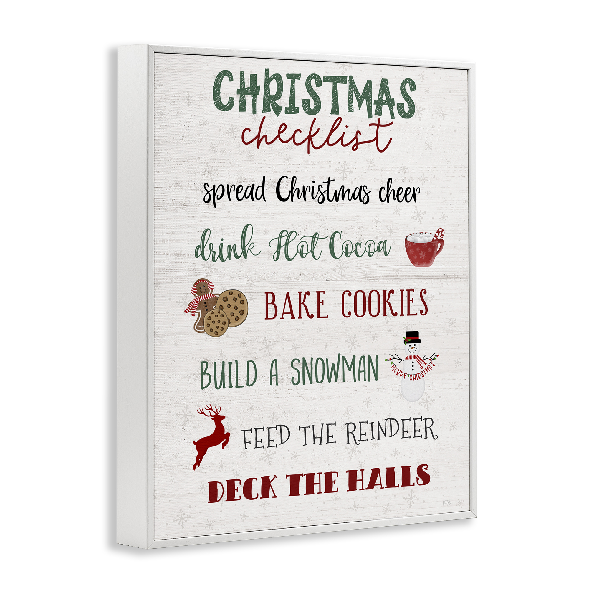 Stupell Industries Rustic Christmas Checklist Holiday Painting White Framed Art Prints Wall Art, 24 x 30