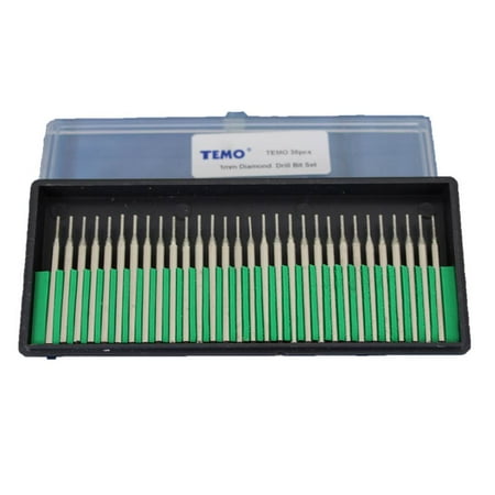 

TEMO 30 pc 1 mm (1/32 Inch) Coarse Diamond Coated Burrs Glass Drill Bit Set Grit 80 with 1/8 Inch (3 mm) Shank for Dremel and Compatible Rotary Tools
