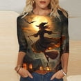 thumbnail image 2 of yoeyez 3/4 Length Sleeve Womens Tops Fall Winter Casual Cute Ghost Face Tunic Tops for Halloween Casual Fitted Tees Tops Multicolor,XXXL, 2 of 6