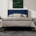 thumbnail image 2 of NNV Queen Upholstered Platform Bed with Vertical Channel Tufted Headboard,Wooden Slats Support,Blue Velvet, 2 of 6