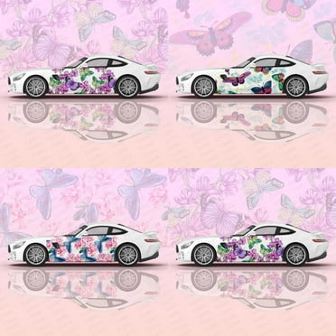 LNGHEJZ Custom Blue Butterflies Car Hood Bonnet Vinyl Decal Protect  Auto Door Side Skirt Sticker Body Decoration Stripes Racing Sticker