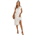 thumbnail image 2 of V Neck Puff Sleeve Dress White L, 2 of 10