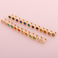 thumbnail image 4 of 12 Pairs Surgical Stainless Steel Flat Back Birthstone Cubic Zirconia Stud Earrings, Gold Plated Screw Back Round Star Heart Flower Hexagon Triangle CZ Stud Earrings Set, 4 of 8