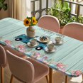 thumbnail image 3 of Truck Easter Table Cloths for 8 Foot Rectangle Tables, Spring Floral Eggs Gnomes Wooden Patio Waterproof Elastic Fitted Tablecloths, Washable Rectangular Table Cover for Camping, 3 of 8