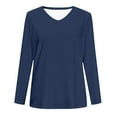 thumbnail image 4 of Women's Plus Size Tops Long Sleeve Tee Shirt V Neck Basic Ladies Loose Fit T Shirt for Women Everyday Wear, NavySize: XXXXXL, 4 of 4