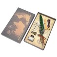 thumbnail image 4 of Juego de pluma retro Juego de pluma con patrón de mapa vintage con 5 puntas de repuesto Soporte para bolígrafo Base Botella vacía de tinta para escribir Verde, 4 of 5