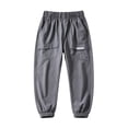 thumbnail image 3 of Sentuca Boys Cargo Pants, Elastic Bottom Solid Color Jogger Pants with Pockets Fashion Leisure Sports Teens Trousers Dark Gray Size 14-15Y, 3 of 5