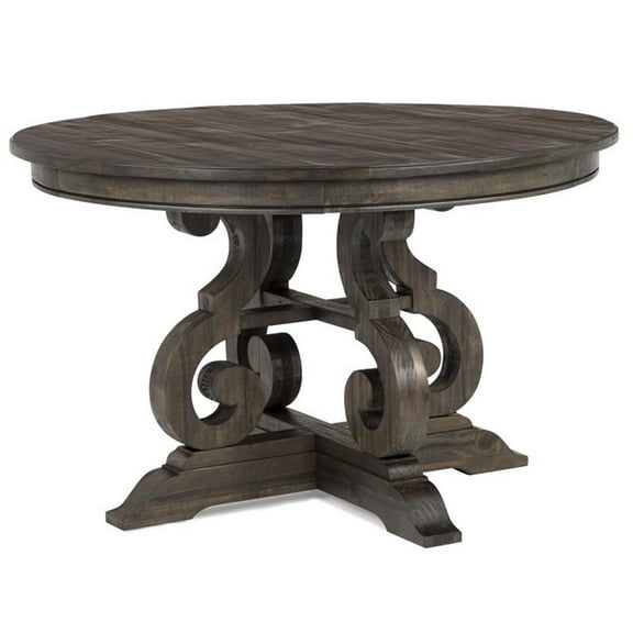 Bowery Hill Contemporary 48" Round Wood Dining Table in Chocolate