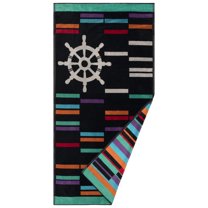 Long Island Beach Towel, 100% Cotton, Poolside Lounging, Sunbathing, Soft, Absorbent, Quick Dry, Mediumweight, Cotton Terry, Velour, Oversized Beach Towel , 35" x 67", Black by Blue Nile Mills