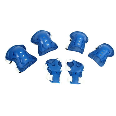 Unique Bargains 6-Pack Skate Knee Palm Elbow Guard Support Protection Pad White Blue