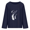 thumbnail image 4 of Blusa de manga larga con estampado de cuello redondo informal para mujer a la moda, Tops con botones de otoño Fridja  bvmnju414, 4 of 8