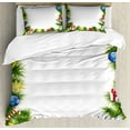 thumbnail image 1 of Christmas Duvet Cover Set Queen Size, Fir Branches Square Framework Xmas Noel Celebration Symbols in Vibrant Colors, Decorative 3 Piece Bedding Set with 2 Pillow Shams, Multicolor, by Ambesonne, 1 of 3