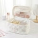 thumbnail image 5 of Bolsa de cosméticos de gran capacidad con cierre de cremallera doble y estampado floral Organizador de maquillaje de viaje para guardar artículos de tocador y papelería, 5 of 6