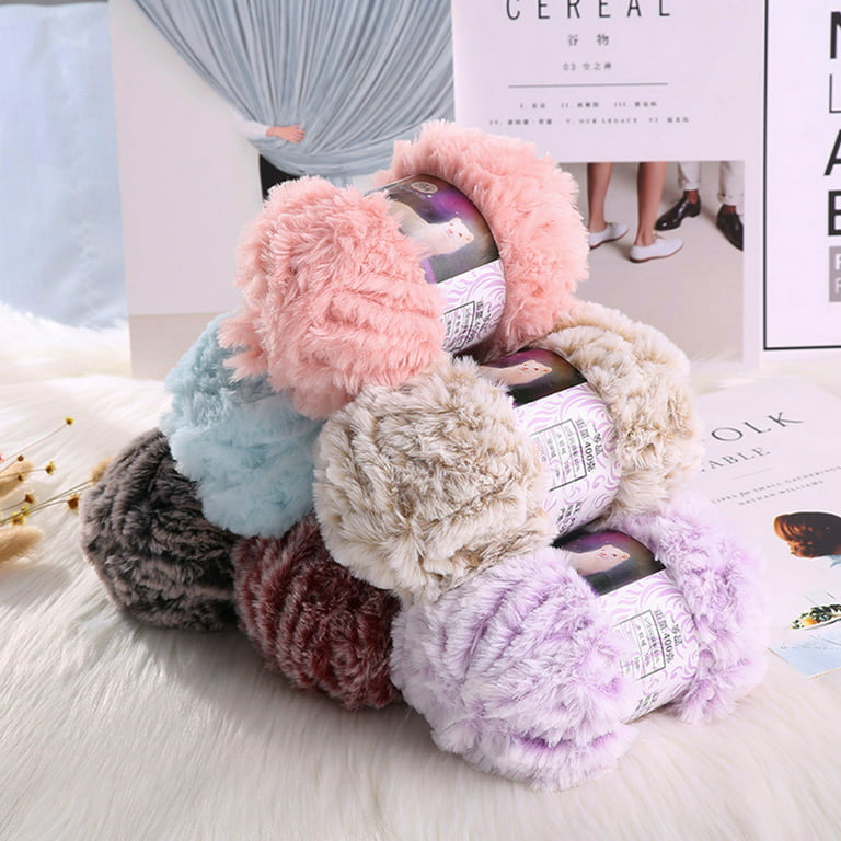 JUNTEX 50g/Ball DIY Fluffy Plush Chunky Thick Knitting Yarn Multicolor  Hand-Woven Crochet Velvet Thread for Baby Warm Hat Scarf Sweater 