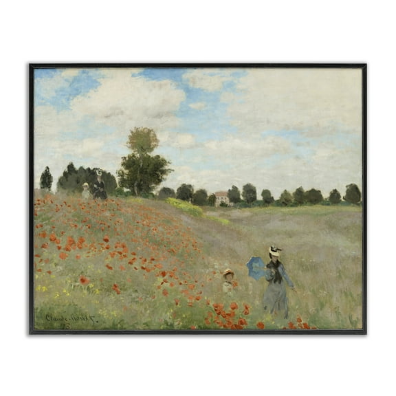 Stupell Industries Classic Monet Poppy Field Landscape & Nature Painting Black Framed Art Print Wall Art, 14 x 11