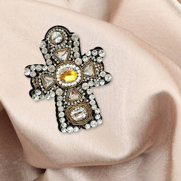 Sardfxul Large Rhinestone Beaded Cross Patch Exquisite