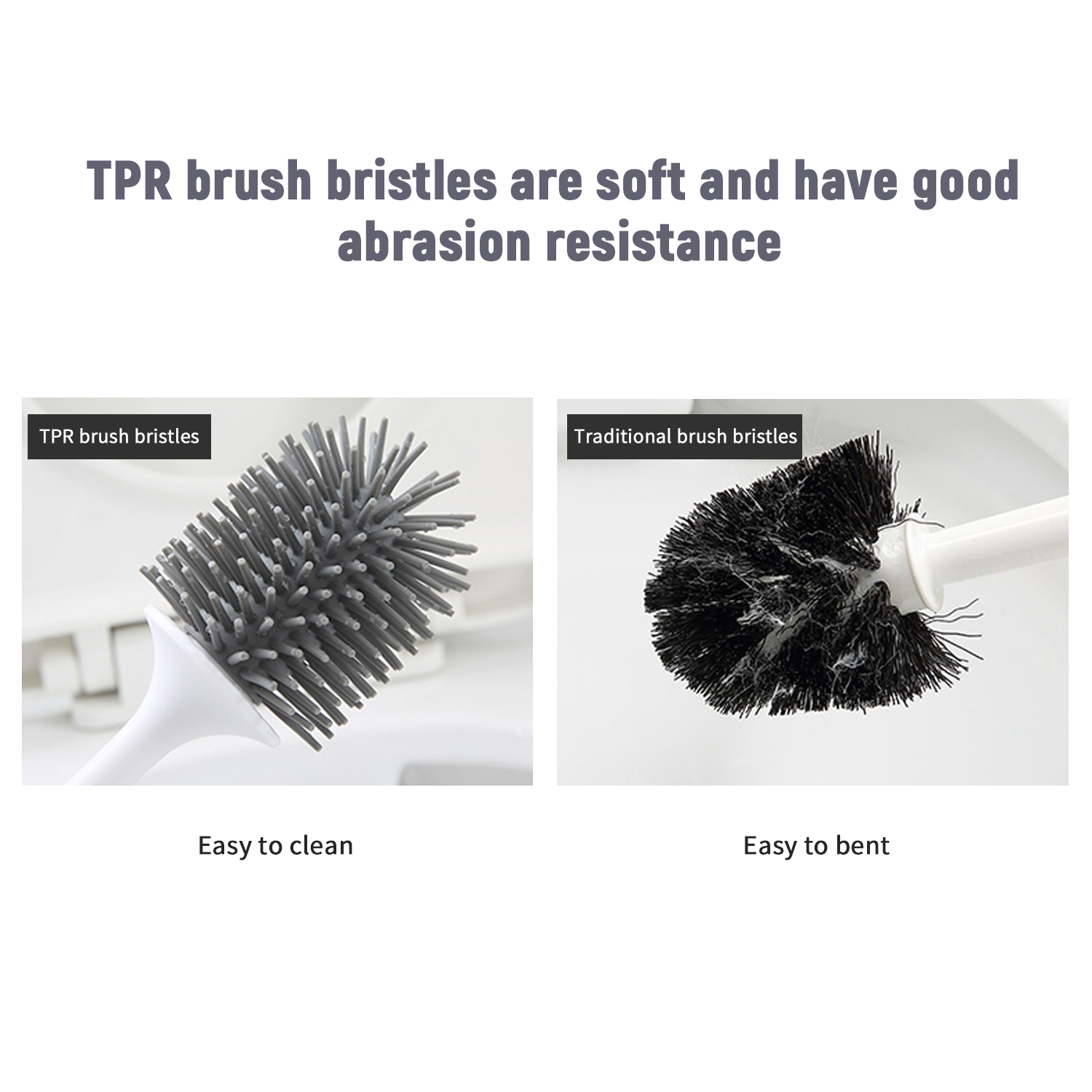 Keep Toilet with Soft TPR Toilet Brush and Holder Set, Quick Drying, Sturdy Grip - image 5 of 7
