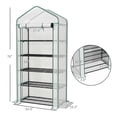 thumbnail image 3 of Mini Greenhouse, 5 Tier Portable Greenhouse with PE Cover, Roll-Up Door, 76x35.4x19.3in, White Plant Greenhouse, 3 of 9
