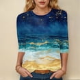 thumbnail image 2 of Kaprioy Womens Tops Elbow-Length Graphic Crew Neck T-Shirts Womens Shirts, 2 of 4