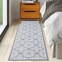 Geetinfly 2FT Area Rugs*6FT Area Rugs 2in*6in Runner Rug Contemporary Floral Rug Non-Shedding Stain-Resistant SoFT Area Rugs Bedsides Rug Runner Indoor Throw Rug for Laundry Room Grey Ash