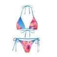 thumbnail image 4 of Naittoop Womens 3 Piece Swimsuit Floral Halter Triangle String Bikini Tie Side Bottom with Boho Cover Up Skirt, 4 of 4