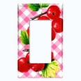 thumbnail image 5 of Metal Light Switch Plate Cover Gingham Cranberry Fruit Leaf Picnic Pink FUT002, 5 of 13