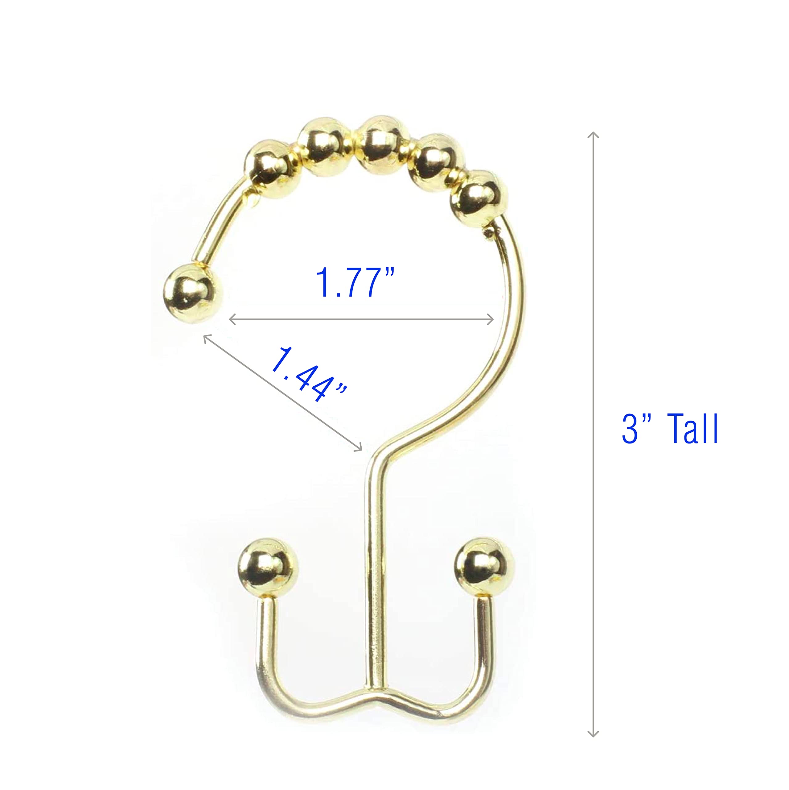 Shower Curtain Rings Hooks - Chrome Finish - Premium 18/8 Stainless Steel - Double Hooks - image 4 of 7