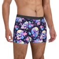 thumbnail image 4 of Cauagu cool flower Skull Print Boxer Briefs for Men,Comfortable Breathable Men's Underwear Moisture Wicking Underpants -Small, 4 of 8