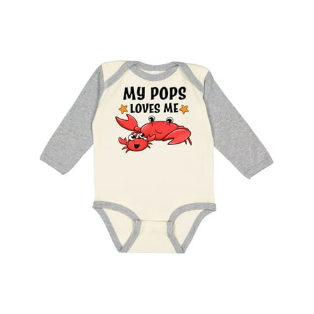 

Inktastic My Pops Loves Me- cute crab family Gift Baby Boy or Baby Girl Long Sleeve Bodysuit