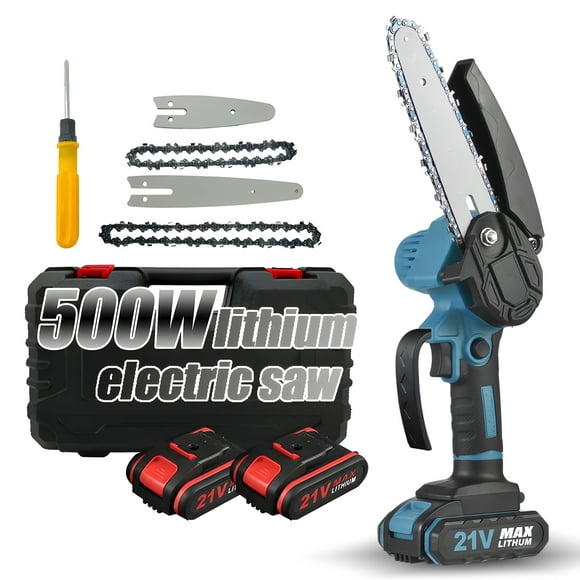 Mini Chainsaw 4 inch 6 inch Portable Chainsaw with Lock 2 Chains 21V Rechargeable Battery Operated Electric Chainsaw Cordless for Branches Wood Cutting Tree Trimming