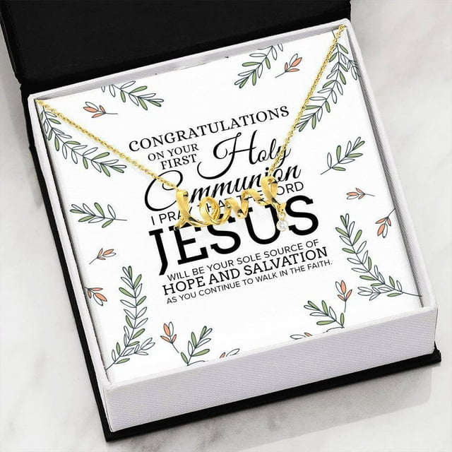 Félicitations pour Ta Première Communion Pendentif Love Carte Message