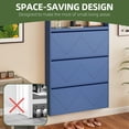 thumbnail image 2 of Uforic Metal Shoe Cabinet with 3 Flip Drawers, Wall Mount Shoe Organizer with Coat Rack, White, 2 of 8