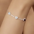 thumbnail image 4 of Gem Stone King 925 Sterling Silver Bracelet for Women Round Aquamarine Moissanite (1.84 Cttw), 4 of 4