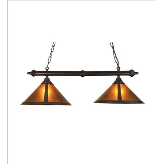 2 Light Island Pendant Mahogany Bronze Finish Mica Glass