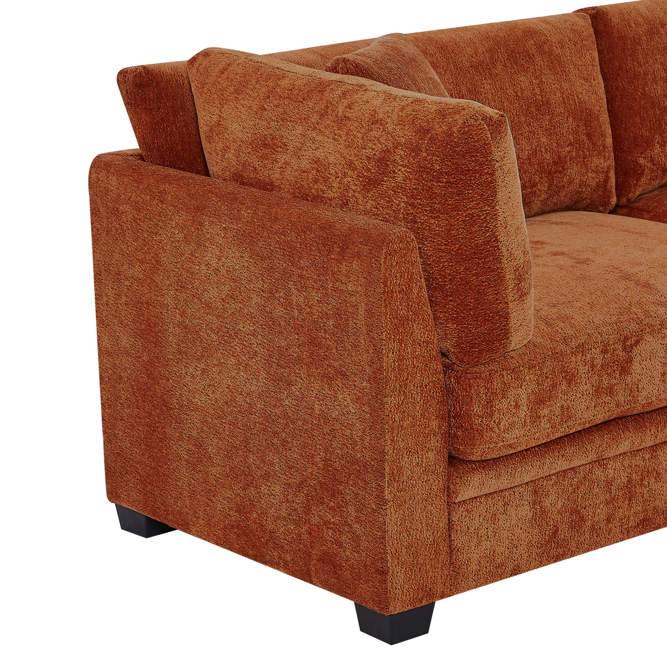 Christopher Knight Home 83.5" Modern 3-Seater Sofa with Flared Arms and Pillows, Chenille Upholstery, Caramel
