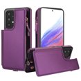 thumbnail image 2 of for Samsung Galaxy A53 5G Crossbody Wallet Phone Case with Card Holder&Zipper, Back Flip Folio PU Leather Kickstand Card Slots Double Magnetic Clasp Shockproof Case for Women Girls,Darkpurple, 2 of 8
