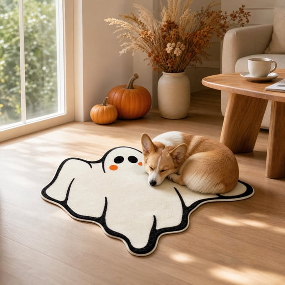 NIUBWJL Halloween Ghost Bath Mat, Sexy Ghost Tufted Rug, Soft Absorbent Non Slip Floor Mat, Spooky Bat Halloween Decor for Kitchen Horror Holiday Bathroom, Bedroom, Living Home