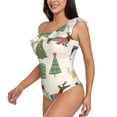 thumbnail image 2 of Daiia Christmas Dachshund Dog Women's One Piece Swimsuits Personalized One Shoulder Swimwear Asymmetric Ruffle Bathing Suits-Small, 2 of 8
