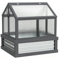 thumbnail image 2 of Outsunny Raised Garden Bed with Polycarbonate Greenhouse, Garden Wooden Cold Frame Greenhouse Flower Planter Protection, 35.5" x 31.5" x 36", Gray, 2 of 8