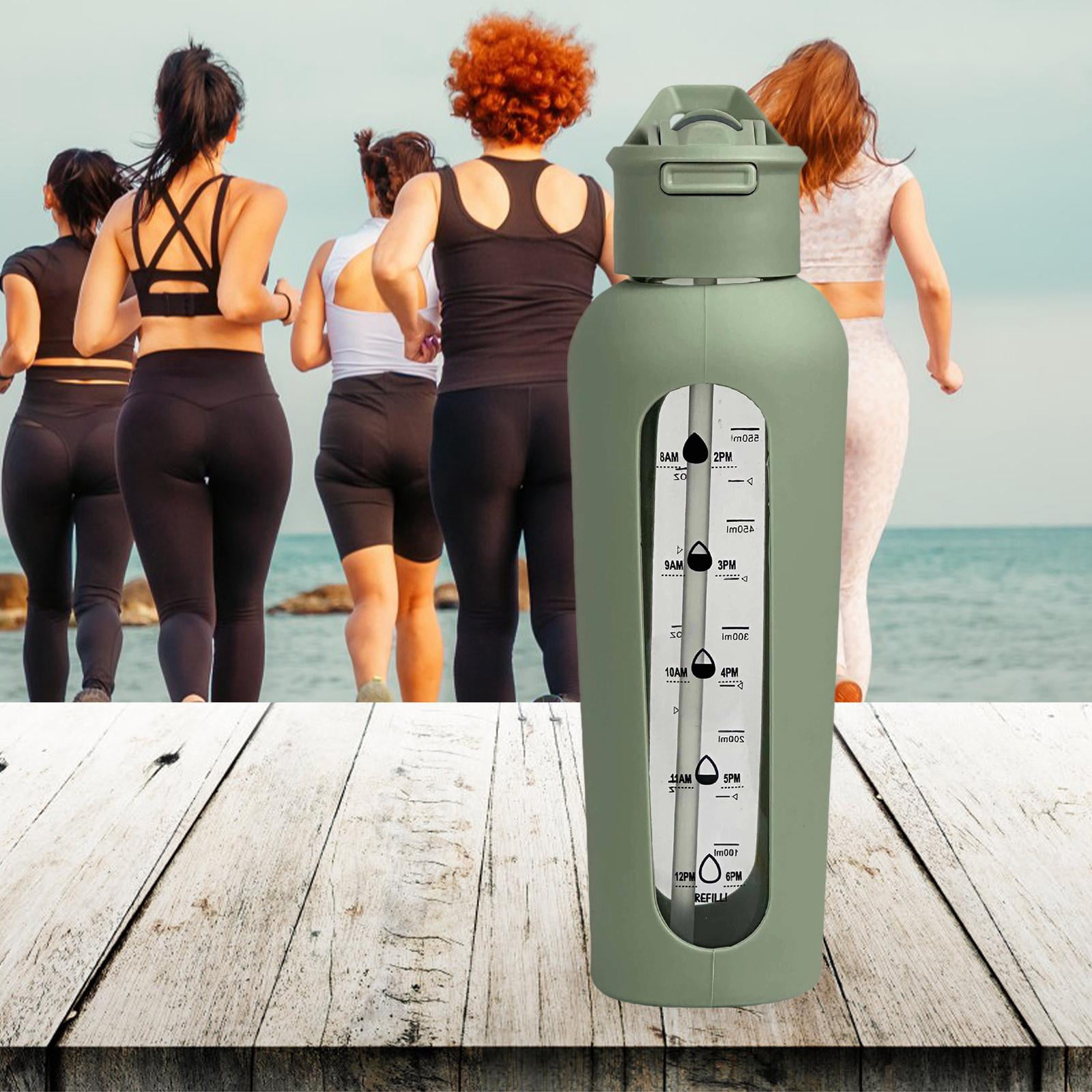 Baoblaze Glass Water Bottle Large Capacity Drinking Bottle for Workout Outdoor Hiking Green