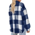 thumbnail image 5 of Womens Fuzzy Plaid Flannel Jacket 2026 Winter Casual Fall Sherpa Fuzzy Warm Zip Up Button Long Sleeve Coat Outwear, 5 of 5