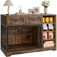 thumbnail image 7 of Homhougo Dog Crate Furniture 47”, Large Dog Crate TV Stand with 2 Drawers and 4 Shelves, Wooden Dog Kennel Indoor, Decorative Dog Cage with Storage for Large Dogs, Brown, 7 of 7