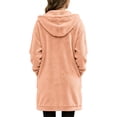 thumbnail image 3 of cocolona Long Fleece Jacket for Women Double-Sided Fuzzy Long Sleeve Outerwear Hooded Zipper Fall Winter Long Coat with Pocket, 3 of 6