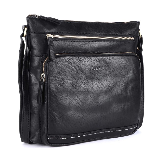 Bolso bandolera LEDERBUCK Olga Large de piel suave negro