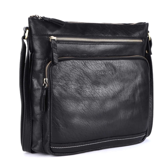 Bolso bandolera LEDERBUCK Olga Large de piel suave negro