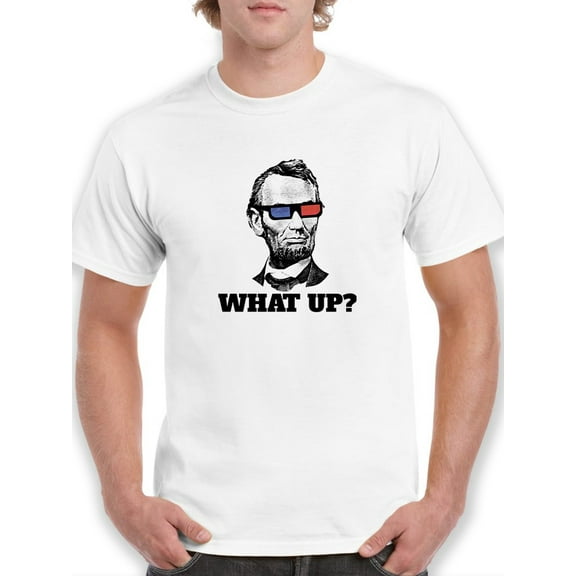 What Up? Lincoln Graphic Men White T-Shirt, Male x-Large