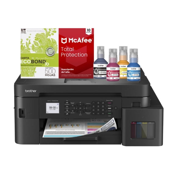 KIT MULTIFUCIONAL BROTHER DE INYECCION DE TINTA A COLOR MFC-T930DW + KIT DE TINTA + PAPEL + ANTIVIRUS